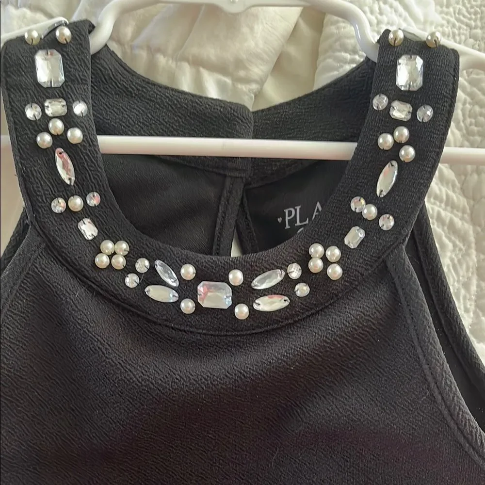 Place Black Dress with Embellished neck Size 7/8 Gently Used